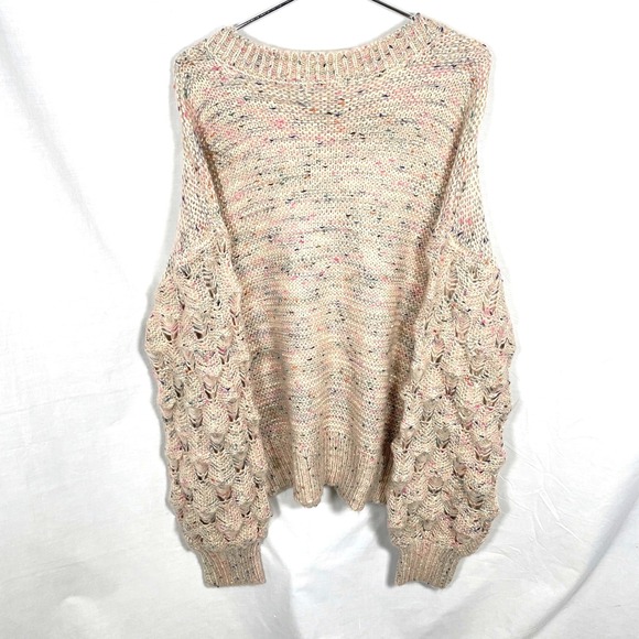 NWOT KORI Flecks of Rainbows Sweater Confetti Chunky Knit Balloon Sleeves Top- M - Picture 4 of 10
